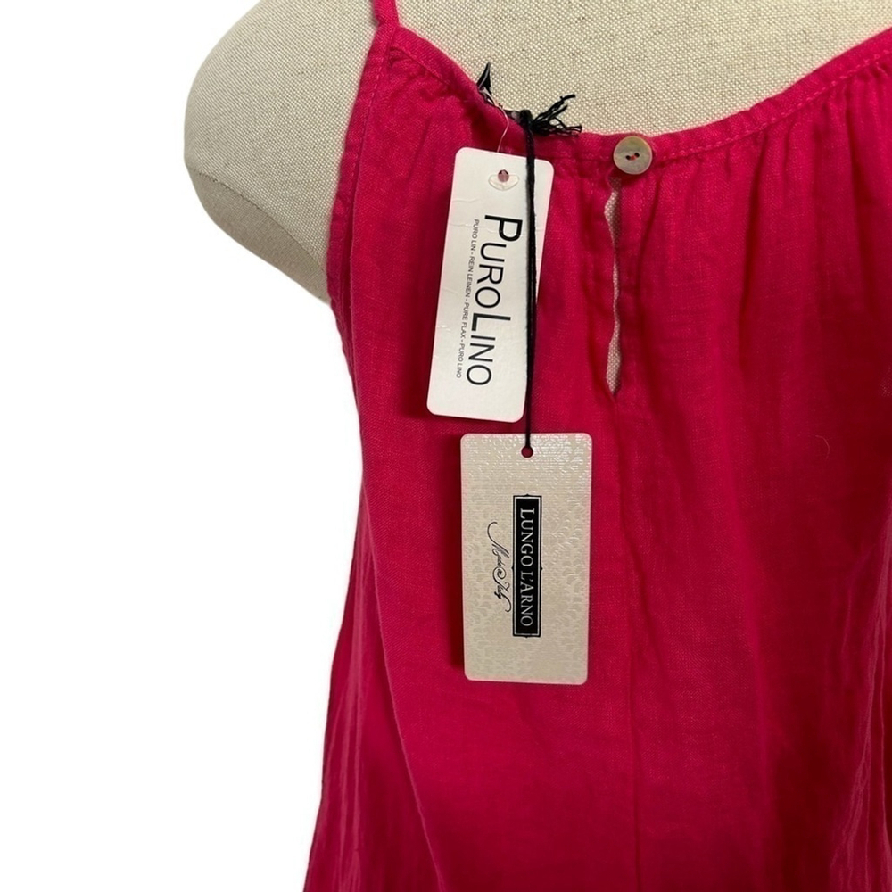 Lungo L'arno Women's Pink Linen Dress Made In Italy Summer Beach Casual Small - Picture 13 of 13